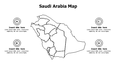 4 points outline Saudi Arabia map infographic