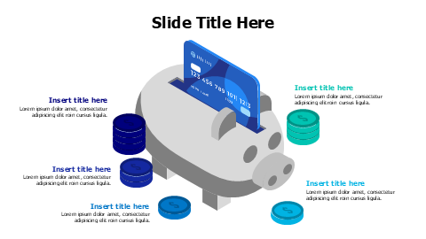 5 points 3D piggy bank with visa card infographic