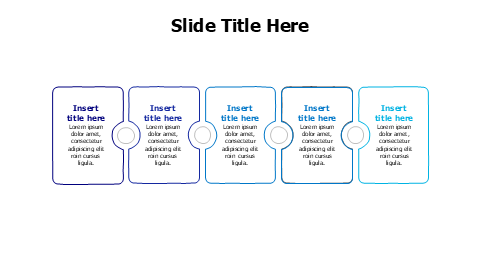 5 points colored doodle bocks with circles infographic