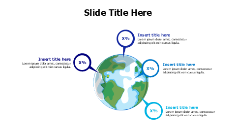 4 points doodle planet earth with percentages infographic