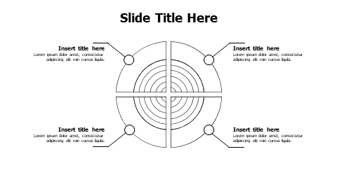 4 points divided outline circle branching infographic