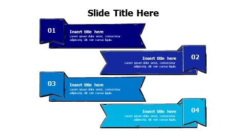 4 points colored doodle stripes with marks infographic