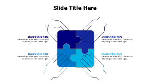 4 colored puzzle pieces with hands infographic