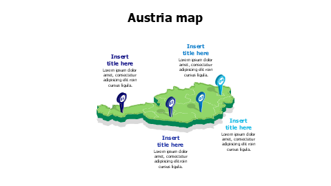 3D Austria map with location pins