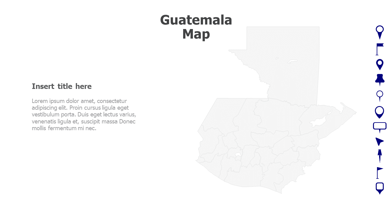 Map,Editable map,pins,countries,counties,infographics,continent,powerpoint,powerpoint infographics,Google slides,Keynote,Guatemala Map