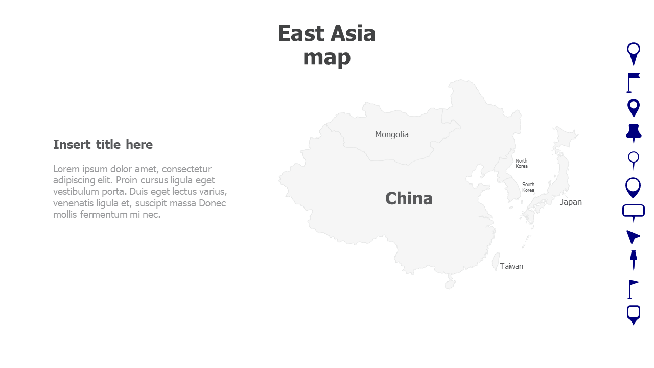 Map,Editable map,pins,countries,counties,infographics,continent,powerpoint,powerpoint infographics,Google slides,Keynote,East Asia