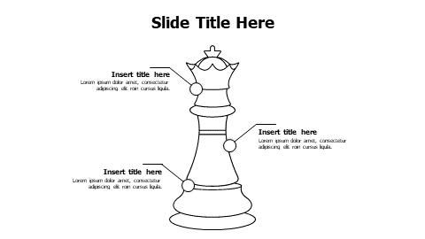 3 points outline chess queen infographic