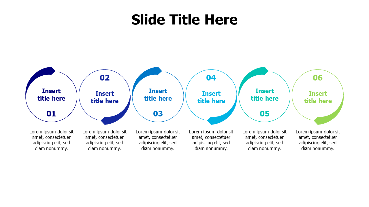 Six Step Circular Arrow Flow Process | Arrows | PPT Design