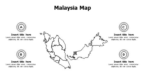 4 points outline Malaysia map infographic