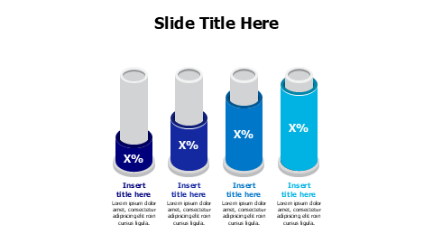 4 points 3D different pipes with percentages infographic