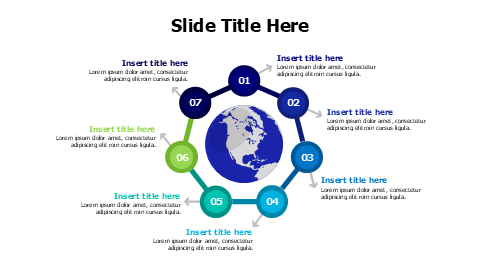 7 points loop circular infographic around earth