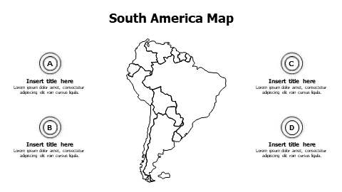 4 points outline South America map infographic