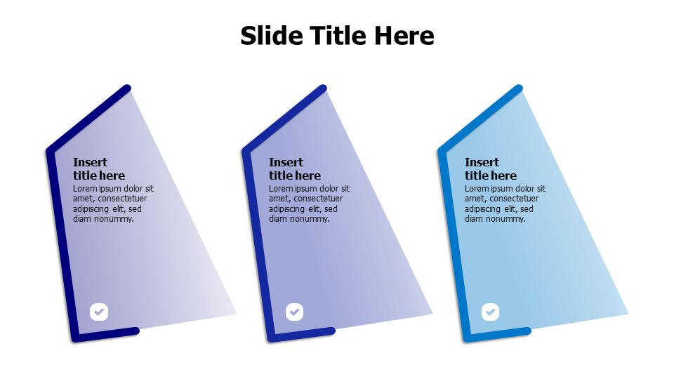 3 points gradient shapes with solid frame infographic