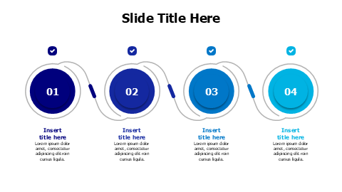 4 points connected colored circles infographic