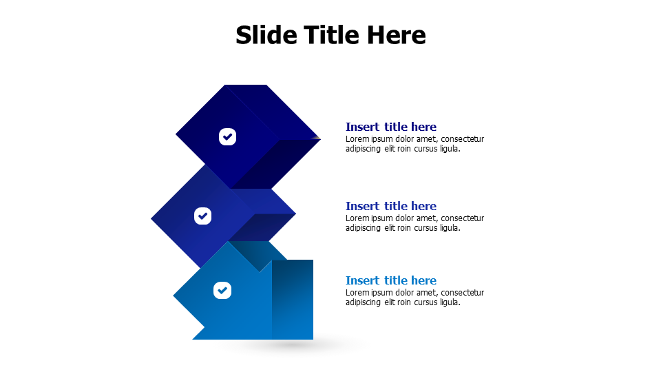 3 points cubism arrow down infographic