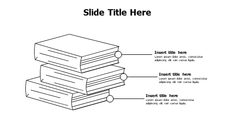 3 points outline overlayered books infographic