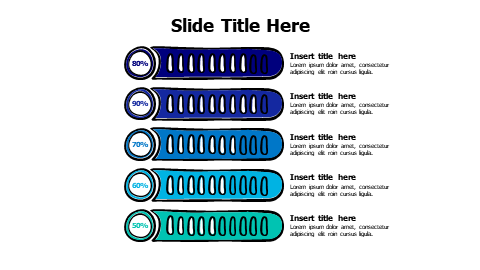 5 points editable doodle meters with percentage infographic