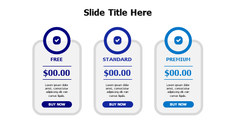 3 pricing plans with checkmarks in circles