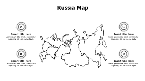 4 points outline Russia map infographic