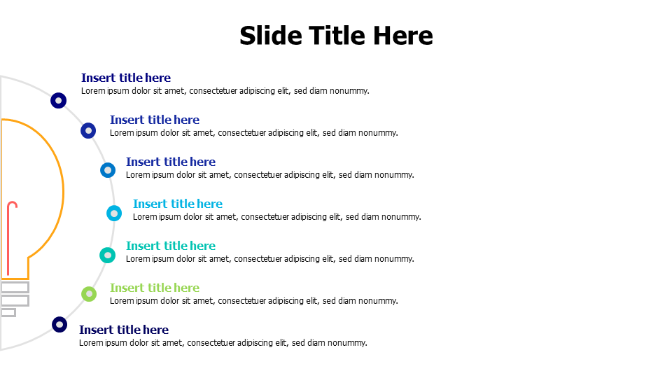 7 points from outlined  bulb infographic PowerPoint Template