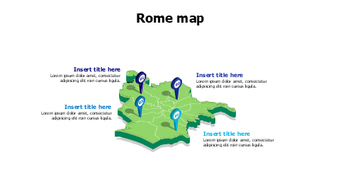 Rome 3D map with location pins