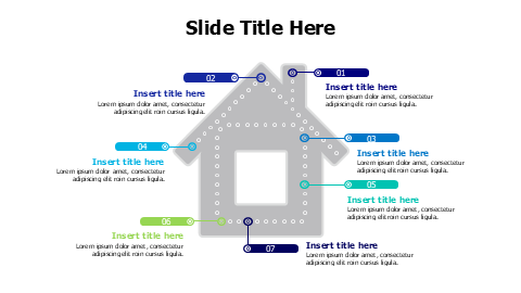 7 points flat house with points infographic