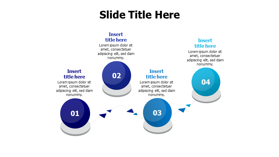 4 points continuous flying balls infographic