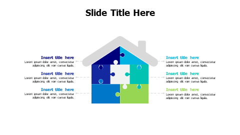 6 points colored home puzzle infographic