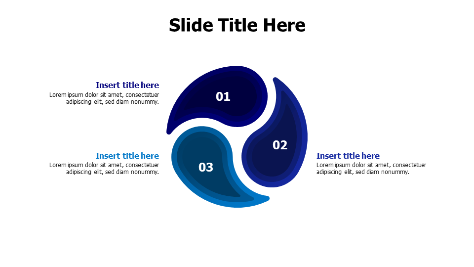 3 points divided colored circle with numbers infographic