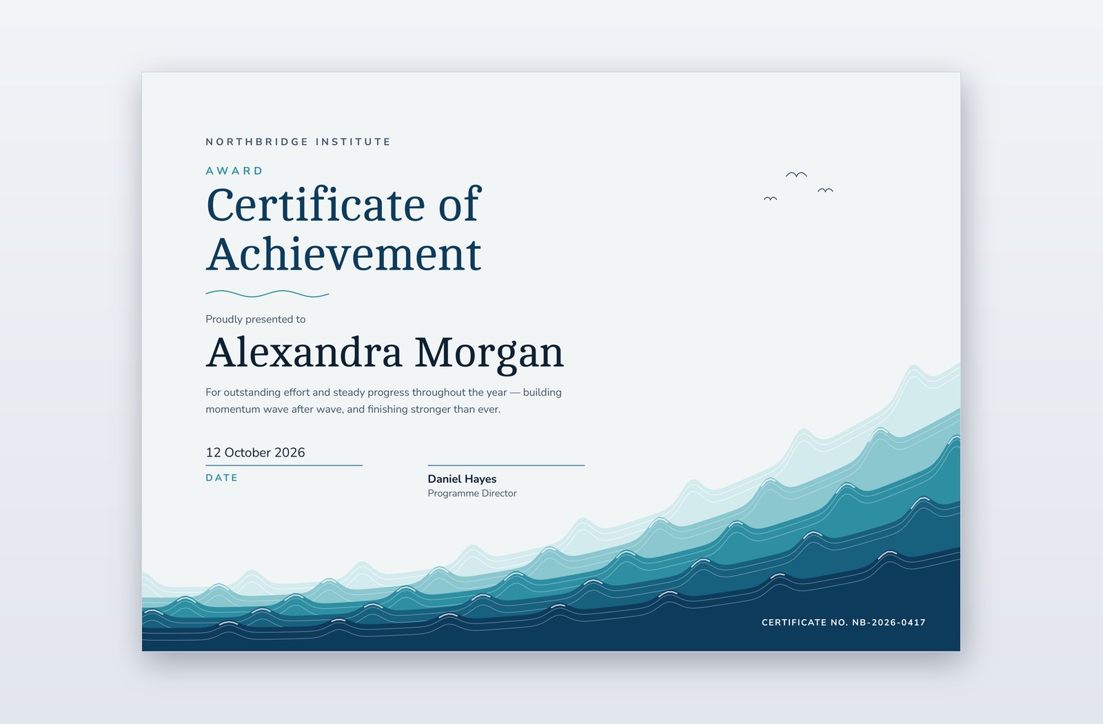 Powerpoint Pattern Designs Groundswell – Certificado de logro con olas de… | PPT-Design
