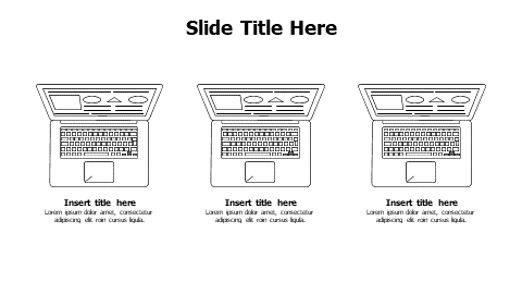 3 points opened outline laptops infographic