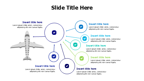 7 points arrows to airplane infographic