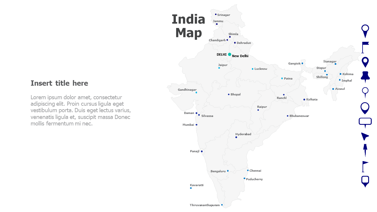 Map,Editable map,pins,countries,counties,infographics,continent,powerpoint,powerpoint infographics,Google slides,Keynote,India Map