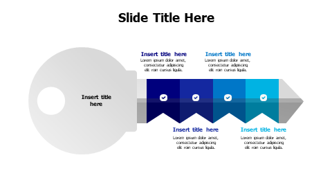 4 points divided colored key with icons infographic