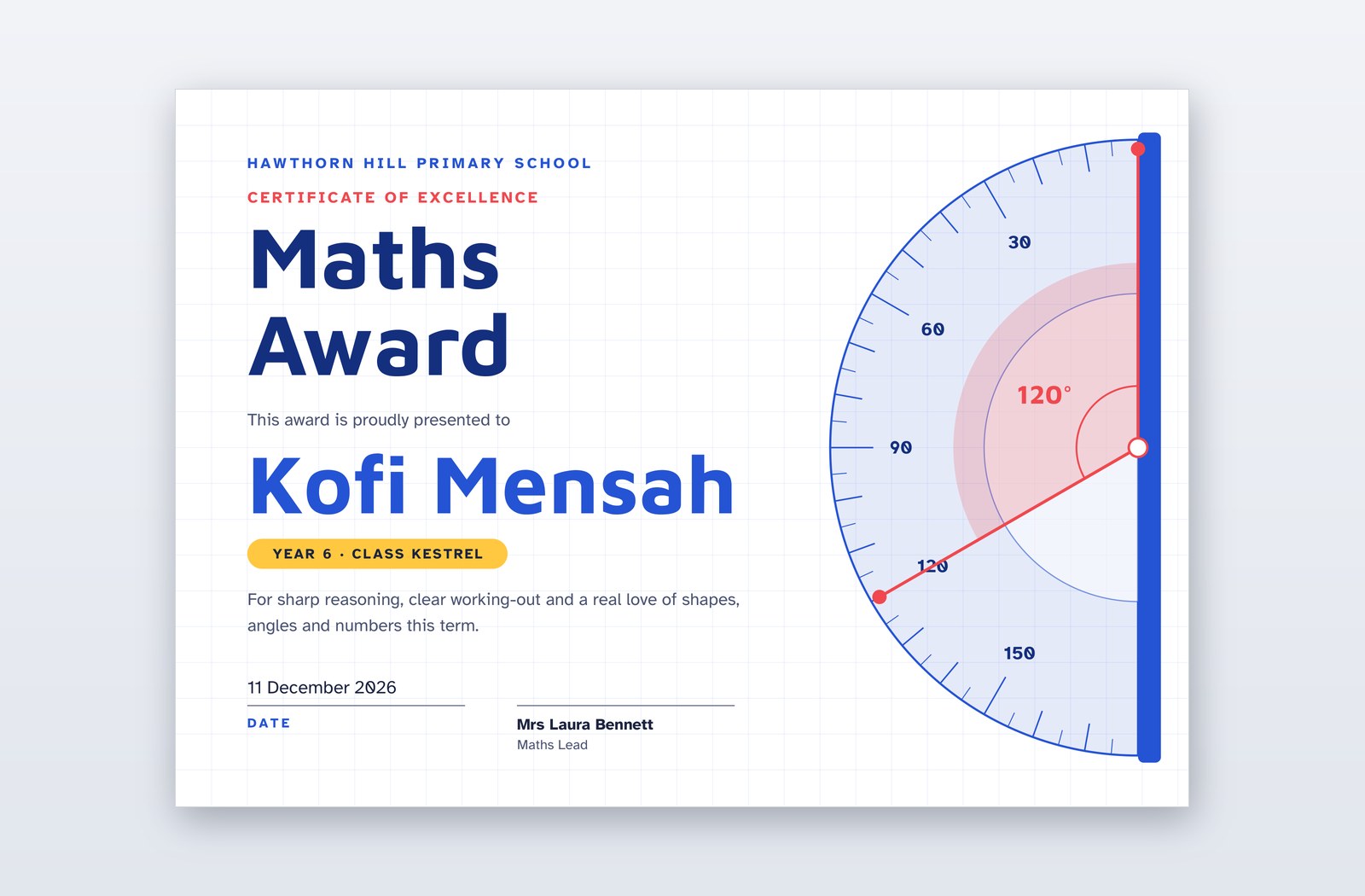 Free Maths Award Certificate Template – Obtuse | PPT-Design