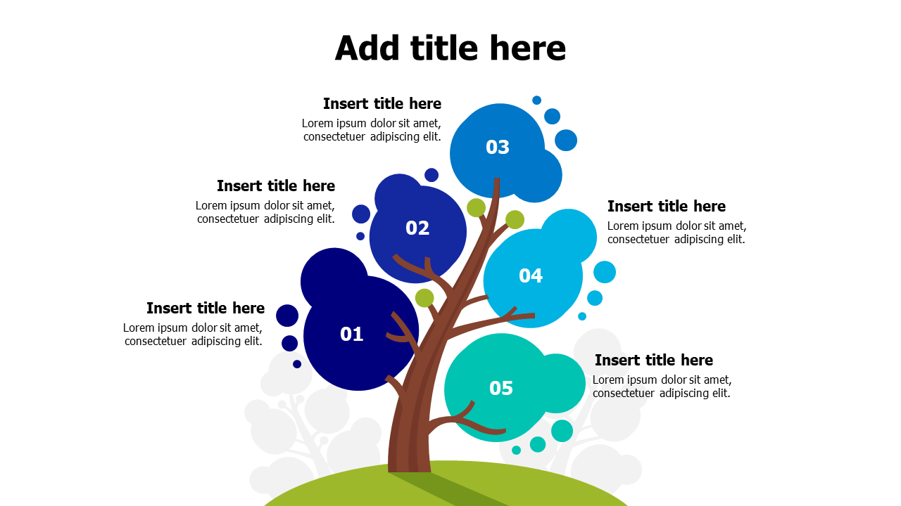 5 points tree infographic template
