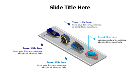 4 points colored vehicles infographic