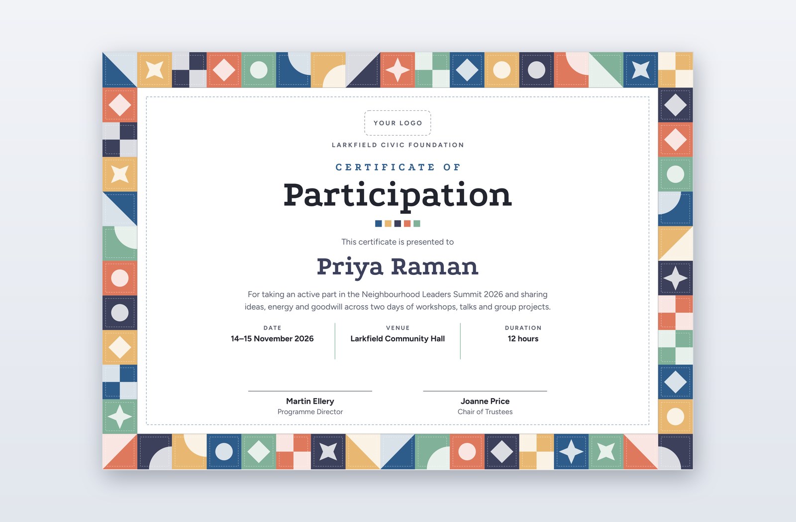Partiipation Logo Free Certificate of Participation Template – Quilt