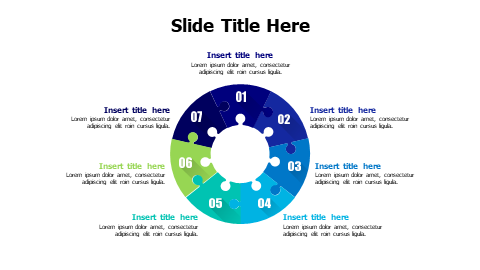 7 points connected rounded puzzle pieces infographic with numbers