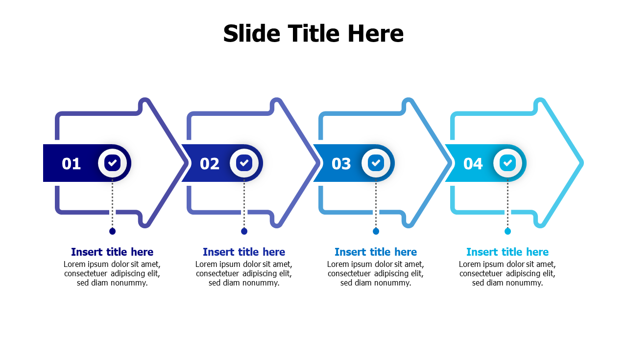 4 outline arrows with icons and numbers infographic Inforgraphics & Slides