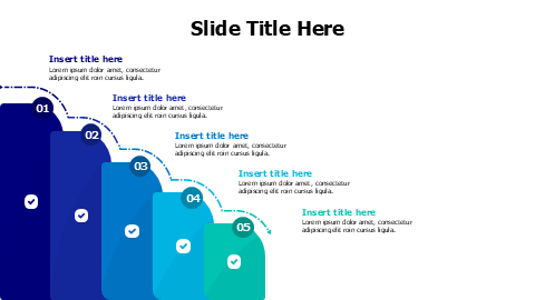 5 points growing colored stripes with numbers infographic