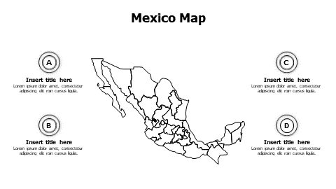 4 points outline Mexico map infographic