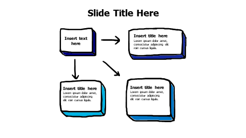 4 points doodle boxes with arrows infographic