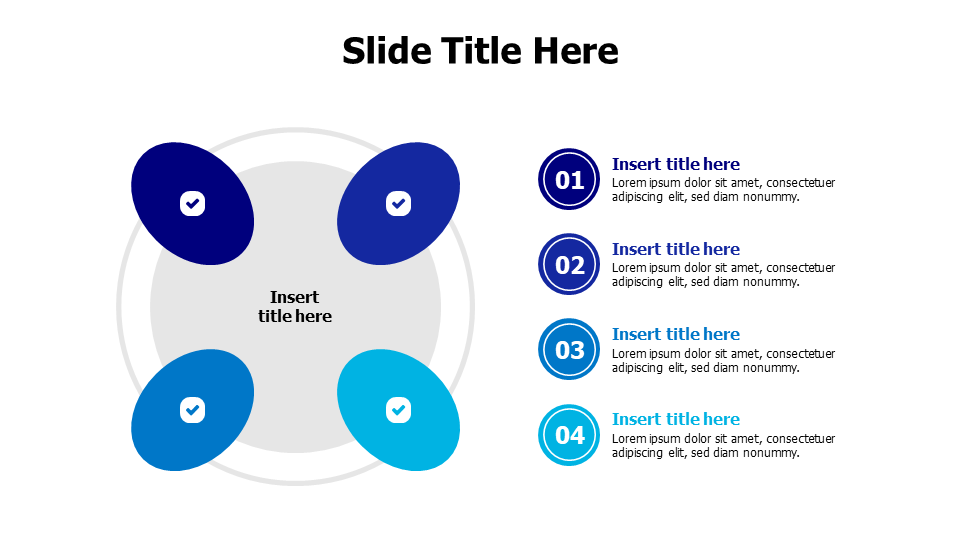 4 points colored ovals with icons infographic