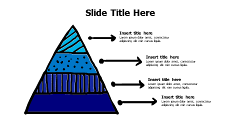 4 points divided colored doodle triangle with patterns infographic