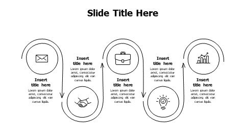 5 points zigzag arrows with outline circle infographic PowerPoint Template