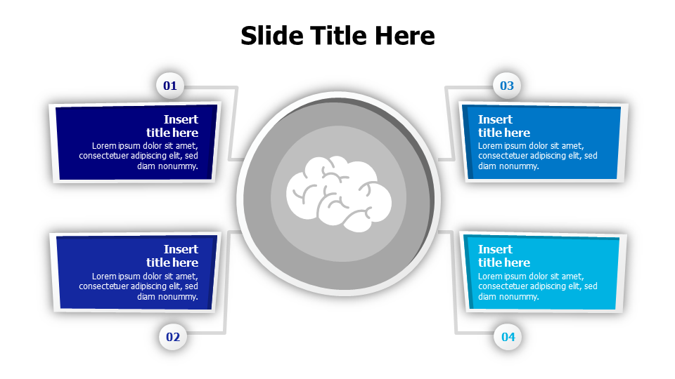 4 sqaures from brain circle infographic