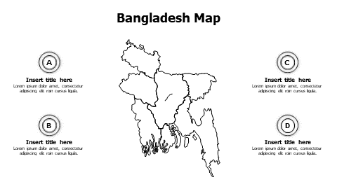 4 points outline Bangladesh map infographic