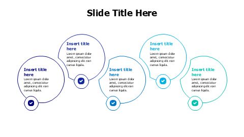 5 points doodle circles with icons infographic