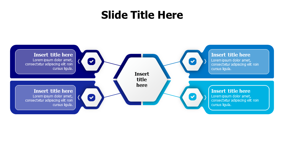 4 points hexagon shape branching infographic